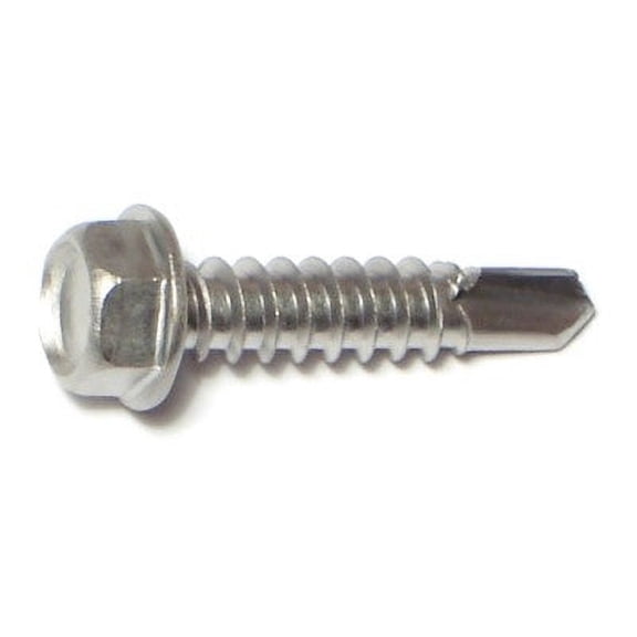 #12-14 x 1" 410 Stainless Hex Head Self-Drilling Screws SSHWSS-112 (38 pcs.)