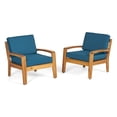 thumbnail image 3 of Christopher Knight Home Grenada Outdoor Wood Club Chair (Set of 2) by  Arm Chairs, Sets, Club Chairs Blue Wood, Acacia, Fabric, 3 of 5