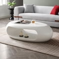 thumbnail image 6 of 53.15inch Circle Coffee Table, Fiberglass Top Table with Wear-resistant Coating and Sturdy Construction, Modern Coffee Table for Guest Rooms, Living Rooms, Kitchens, Lounges, Matt White, 6 of 7