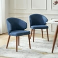 thumbnail image 2 of Dining Chairs Set of 2 Wingback Accent Chair Upholstered Armrest Solid Wood Legs Living Room Kitchen Restaurant Navy, 2 of 7