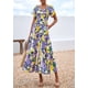 thumbnail image 4 of Vestido PRETTYGARDEN Boho Floral Cuello en V Manga Corta Talla L - Morado Amarillo, 4 of 8