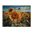 thumbnail image 3 of Designart "Sunflowers landscape Vibrant Yellow II" Floral Print on Natural Pine Wood, 3 of 5