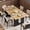 Natural wood color + black, variant on 71" Long Dining Table for 6-8 People - Modern Kitchen Table with Extra Thickened Tabletop & Heavy Duty Pedestal Legs, Rectangular Dinner Table for Kitchen, Conference Room, Home, Grey + Black