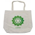 thumbnail image 1 of Colorful Shopping Bag, Anahata Wheel with Star Pattern in the Middle Traditional Graphic Work, Eco-Friendly Reusable Bag for Groceries Beach and More, 15.5" X 14.5", Cream, by Ambesonne, 1 of 2