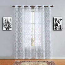 WARM HOME DESIGNS Pair of 38" x 84" White Color Knitted Lace Curtains with 6 Grommets per Panel. LISA 84 WHITE