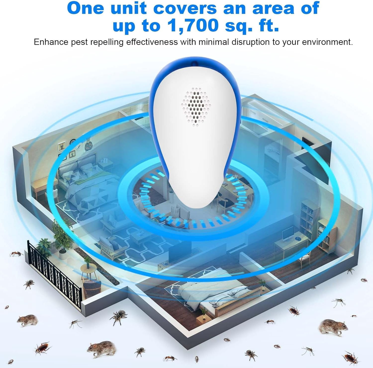 Ultrasonic Pest Repeler , Pest Control Ultrasonic Repelent, Electronic Bug Repelent for Ant, Mosquito, Mice, Spider, Roach, Rat, Flea, Fly
