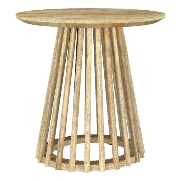 Touhy Round Solid Wood End Side Table Natural Mango