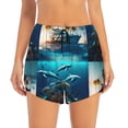 thumbnail image 4 of Lsque Hawaiian Ship Dolphin Printed Women's Running Shorts with Liner Pockets,Elastic Quick Dry Workout Athletic Gym Yoga Shorts,Womens High Waist Shorts-X-Large, 4 of 9