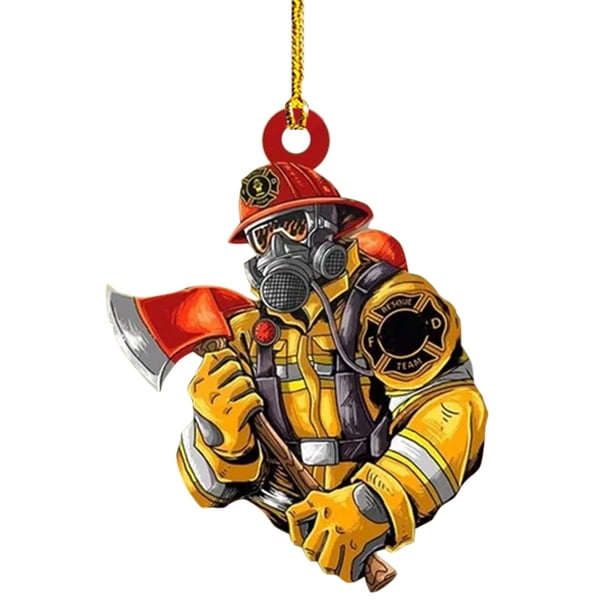 Adornos navideños personalizados para bomberos - Colgante colgante acrílico de doble cara para árbol y espejo de coche - Regalo para bomberos
