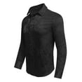 thumbnail image 3 of lulshou Men's Fashion Silk Satin Shirt Long Sleeve Turndown Collar Pocket Button Blouse/Shirt Long Sleeve Shirts for Men, Black, S, 3 of 4