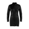 thumbnail image 2 of Qiylii Women Solid Color Shirt Dress, Button-down Long Sleeve Lapel One-piece, 2 of 9