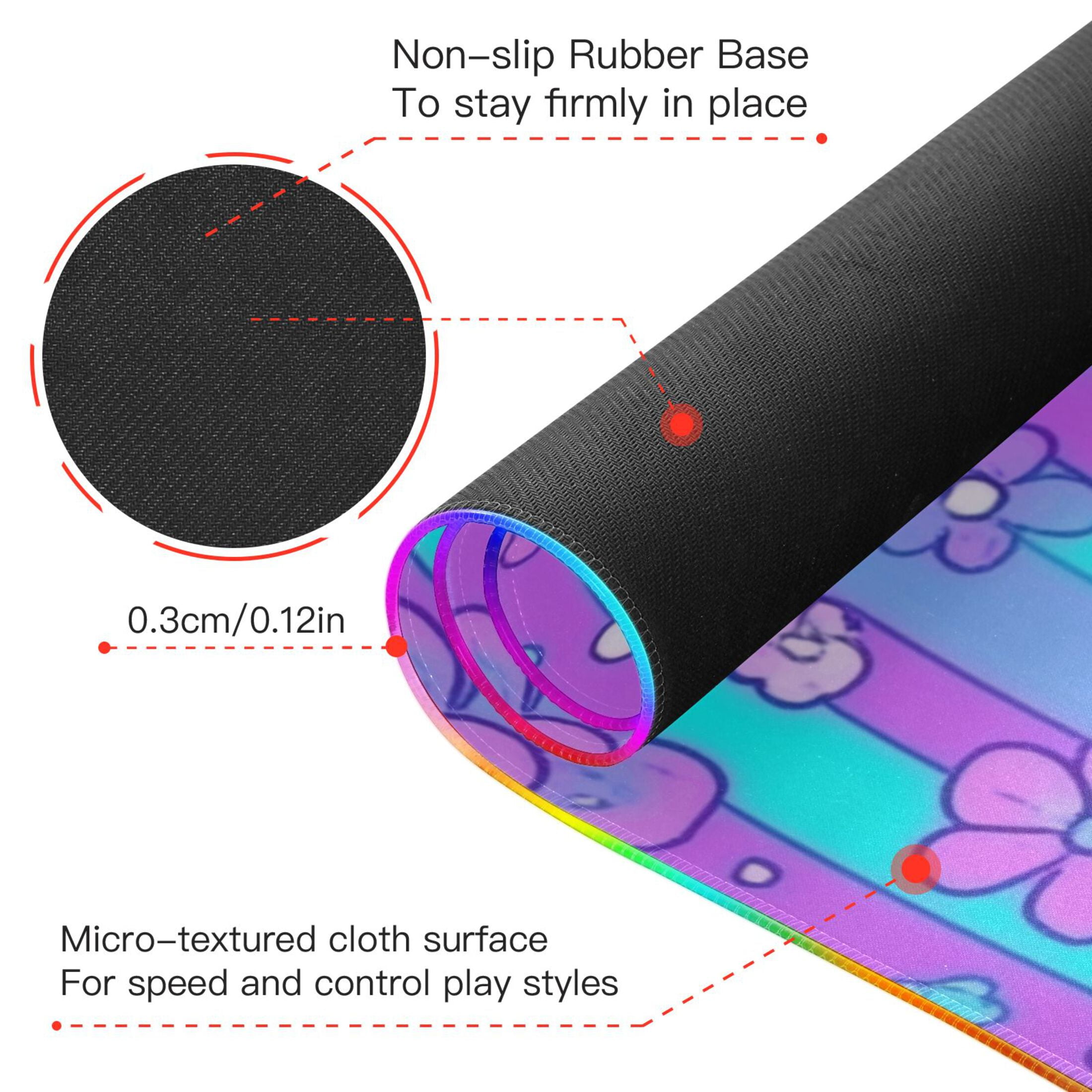 RGB Gaming Mouse Pad 15W Wireless Charging Large Waterproof Desk Mat 13 Light Modes Mousepad 31.5x11.8 Blue Pink Stripes with Flowers