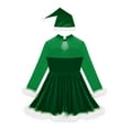thumbnail image 4 of Alvivi Kids Girls Sequin Ice Skating Dance Leotard Dress Christmas Snowman Party Costume Hat Green 16, 4 of 7