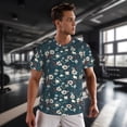 thumbnail image 3 of Wukai Vintage Floral Print Men's Short-Sleeved Mesh T-Shirt,Quick-Dry Short Sleeve Workout T-Shirt-Large, 3 of 8
