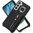 thumbnail image 3 of Samsung Galaxy S21 FE Case with Card Holder for Women, Galaxy S21 FE Phone Case Wallet with Strap Credit Card Slots Crossbody with Kickstand Zipper Shockproof Case for S21 FE - Black, 3 of 9