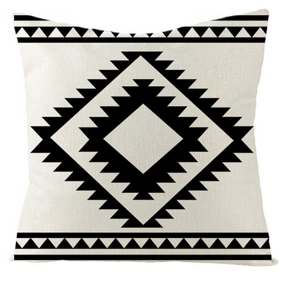 RKSTN Geometric Black and White Decorative Throw Pillow Covers Cotton Linen Square Cushion Covers Outdoor Couch Sofa Home Pillow Cases 18x18 Inch - Lightning Deals of Today on Clearance
