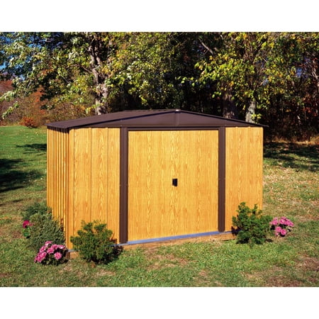 Arrow 6×5 Woodlake Economy Peak Roof Steel Shed with Wood-grained Finish