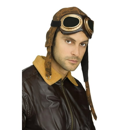 Adult Aviator Cap and Goggles With Adjustable Strap Halloween Costume Accessory