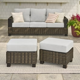 Mainstays Steel Wicker Ottoman White Walmart