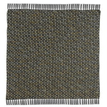 Ox Bay Black and Gold Geometric Stitched Cotton Throw Blanket, 50" x 60"