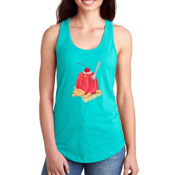 Cartoon Turtle Jelly Dessert Racerback Tank Women -Image by Shutterstock, Female Large