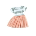 thumbnail image 3 of Douhoow 2-10Y Girls Dress Cute Striped Princess Short Sleeve Dress Summer Toddler Tutu Dress, 3 of 9