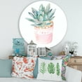 thumbnail image 2 of Designart 'Succulent and Cactus House Plants II' Farmhouse Circle Metal Wall Art 29x29 - Disc of 29, 2 of 5