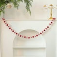 thumbnail image 6 of Opvise Felt Ball Garland 180cm Red and White Plush and Striped Decorative Christmas Ornament for Tree Fireplace and Home Decor, 6 of 7