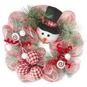 Holiday Time 20 inch Red/White Snowman Mesh Christmas Wreath