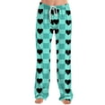 thumbnail image 5 of Valentine Day Pajama Pants for Women Love Heart Print Sleep Pants Womens Lounge Wear Soft Wide Leg Pajama Bottoms Turquoise S, 5 of 8