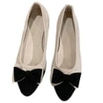 thumbnail image 4 of Ytobaz Flat Shoes for women Bow Accent Pointed Toe Ballet Flats Suede Dress Shoes Office Wedding Party Daily Casual Walking Travel Footwear, 4 of 5