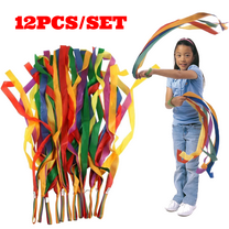 12pcs Rainbow Dance Ribbons, Rhythm Ribbon Streamers for Dance Decorations