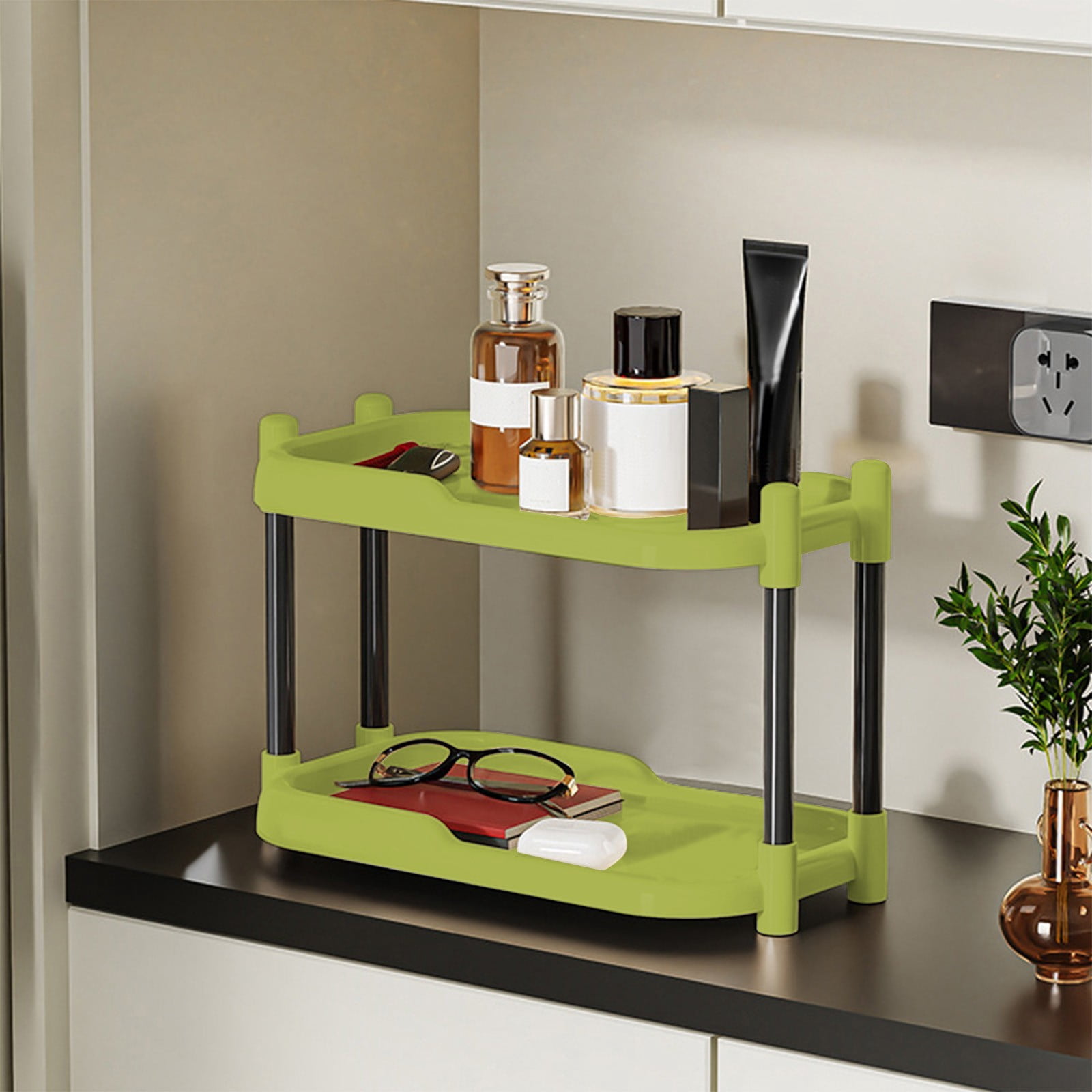 TNDBKQWR 2-Tiered Organizer Rack Small Kitchen Organization, Bathroom Stand Countertop Shelf Organizer, Bathroom Shelves Organizers for Bathroom