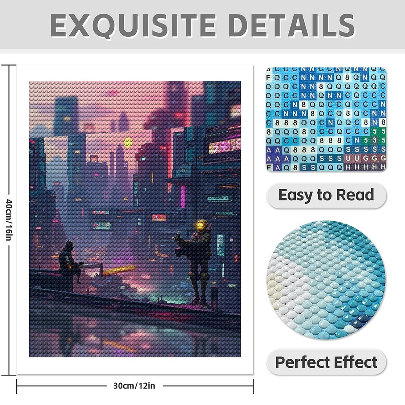 Diamond Art Kits for Adults - Cool Cyberpunk Cityscape Print No.27 5D Frameless Dimond Painting Kit for Adults Beginner, Round Diamond Kits for Home Wall Decor, Gift for Women