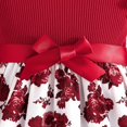 thumbnail image 4 of Robes pour Petites Filles Enfants Tout-Petits Été Col Rond Manches à Volants Imprimés Fleurs Robe Décontractée avec Nœud Robe pour Enfants Rouge Melon D\'eau 4 Ans-5 Ans, 4 of 7