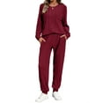 thumbnail image 3 of UVN Two Piece Sets for Women Casual Outfits Sets Textured Long Sleeve Shirts and Long Pants Lounge Set Fall Pajama Sets with Pockets, 3 of 9