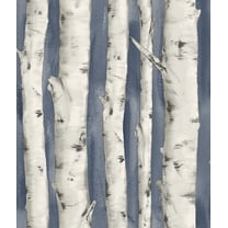 Chesapeake Pioneer Denim Birch Tree Prepasted Easy Walls Wallpaper, 20.5-in by 33-ft, 56.4 sq. ft.