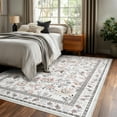 thumbnail image 6 of Washable Area Rug for Living Room, Curtilage 4'x6' Boho Khaki Floral Print Indoor Rug, Soft Low Pile & Stain Resistant Carpet for Bedroom Kitchen, 6 of 9