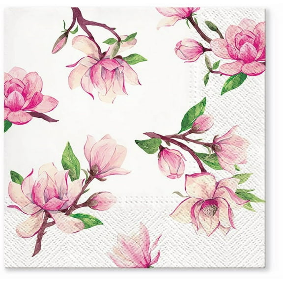 Magnolia Springs - Decorative Floral Lunch Paper Napkins 100pcs - Perfect for Decoupage, Party, Birthday, Special Occasions, Weddings
