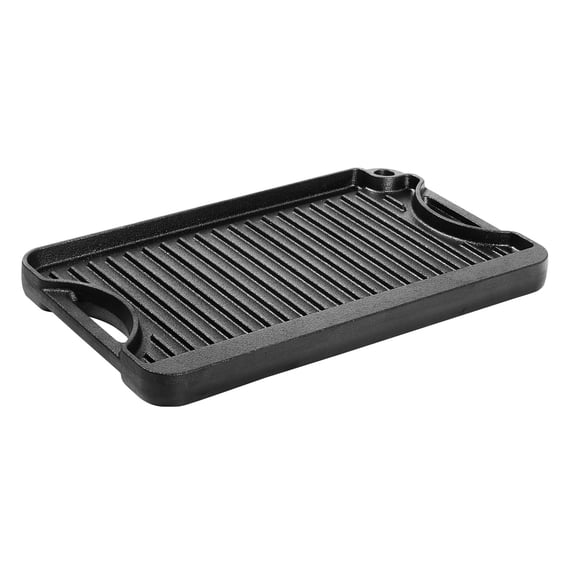 14x8.5 inch Reversible Grill Griddle Pre-Seasoned BBQ Pan Cast Iron, Black