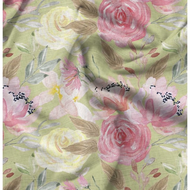 Soimoi Polyester Crepe Fabric Leaf Floral Fabric Prints by Yard 52 Inch Wide