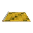 thumbnail image 2 of Ahgly Company Machine Washable Indoor Round Checkered Yellow Modern Area Rugs, 4' Round, 2 of 4