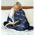 thumbnail image 3 of Compassion Blanket - Strength Courage Super Soft Warm Hugs, Get Well Gift Blanket Healing Thoughts Positive Energy Love & Hope & Fluffy Comfort (50 x 65 Navy Blue), 3 of 4