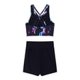thumbnail image 5 of YONGHS Kids Girls Two-Piece Sport Suit Rear back Cross Top Shorts Set 4-16 Dark Night Black 8, 5 of 7