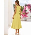 thumbnail image 7 of Merokeety Womens Summer Dresses Pleated Square Neck Cocktail Work Midi Dress Yellow s, 7 of 7