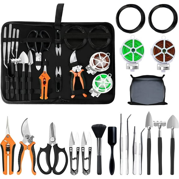 Bonsai Tool Set, 20-piece Beginner's Gardening Succulent Tree Indoor Tool Kit