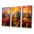 thumbnail image 3 of Designart "Beautiful Sunset over Old Castle in Italian Vineyard I" Castles Framed Wall Art Set Of 3 - Red Traditional Frame Gallery Set For Office Decor, 3 of 6