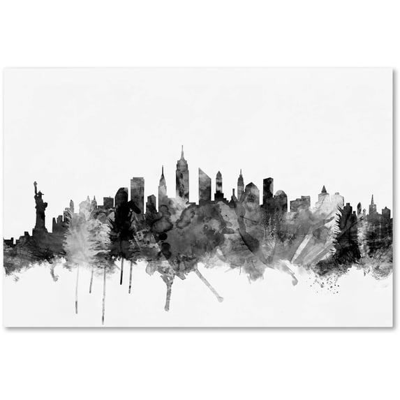 Trademark Fine Art "New York City Skyline B&W" Canvas Art by Michael Tompsett