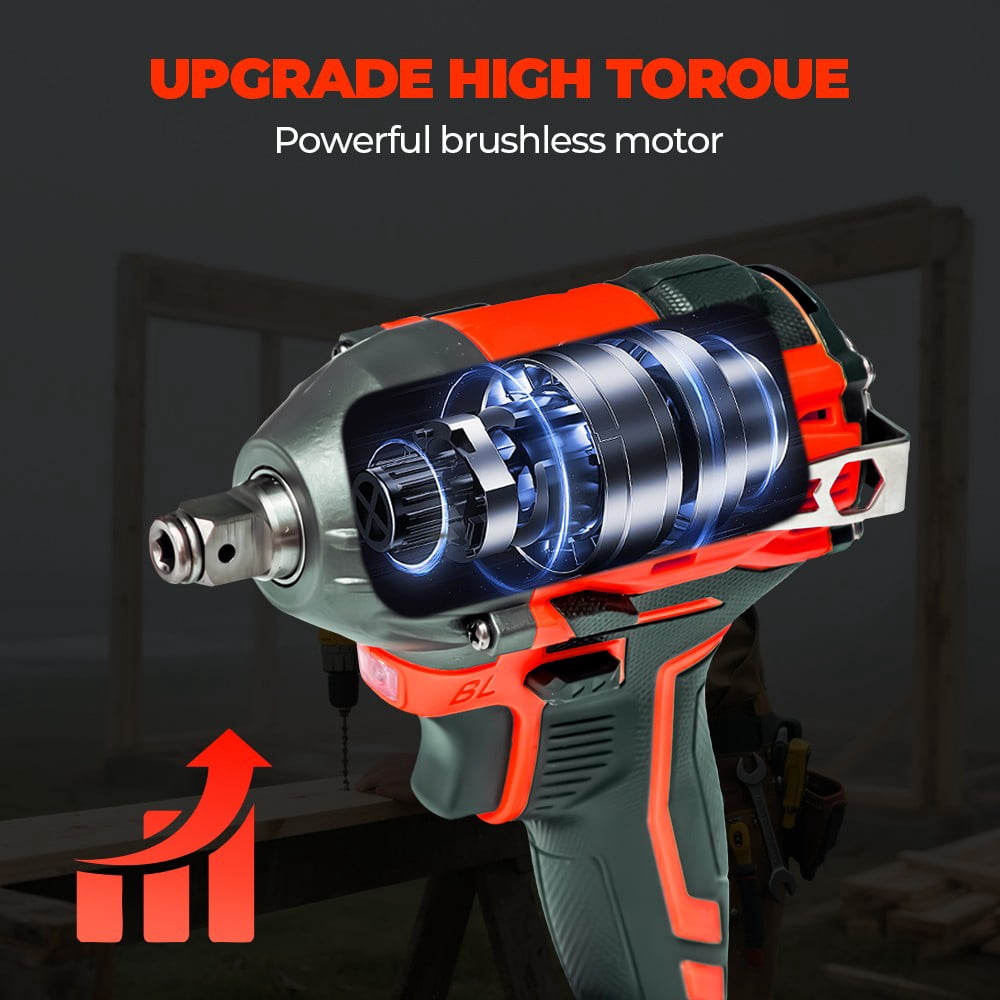 Electric Impact Wrench 1000Nm High Torque Impact Gun 1/2" Cordless Impact Wrench