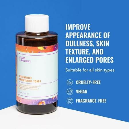 Good Molecules Brightening Toner 4 Fl. Oz! Formulated with Tranexamic Acid and 4% Niacinamide! Improves The Appearance of Age Spots, Acne Scars, Hyperpigmentation, and Sun Damage!